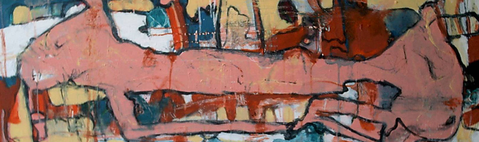 Pink dogs sleeping / 2008 – Öl und acryl auf Leinwand 120x40